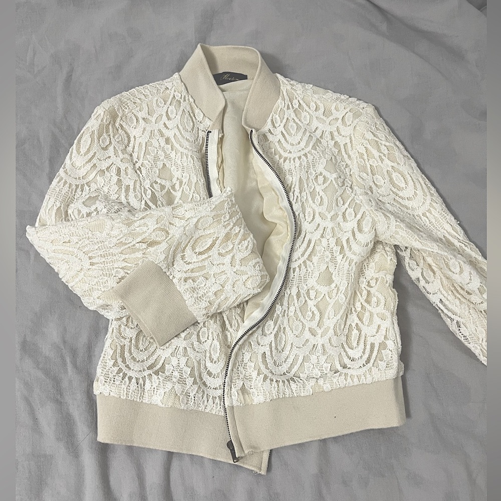 Monteau small zip up lace jacket. only worn once.